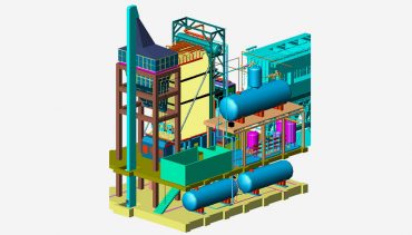 The system is designed to produce 30 t/h, 13 bar, 205°C steam. Level +0.00 and +4.50 level of the boiler house is designed as reinforced concrete and the other parts are designed as steel frame. At the front side of the boiler house coal handling and coal feeding system is placed. The handled coal is stocked in the coal bunker which is placed in the boiler house , front side of the boiler.
